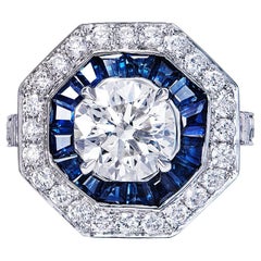 Bague de fiançailles de style vintage avec diamant rond octogonal de 4 carats certifié G SI1 