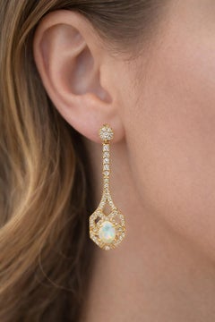 Vintage style opal earrings silver, gold