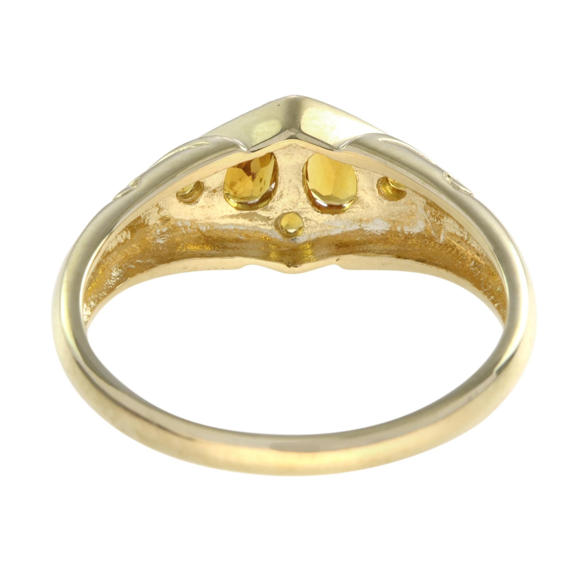 Vintage Style Orange Citrine Cluster 14K Yellow Gold Ring Neuf - En vente à Oakton, VA