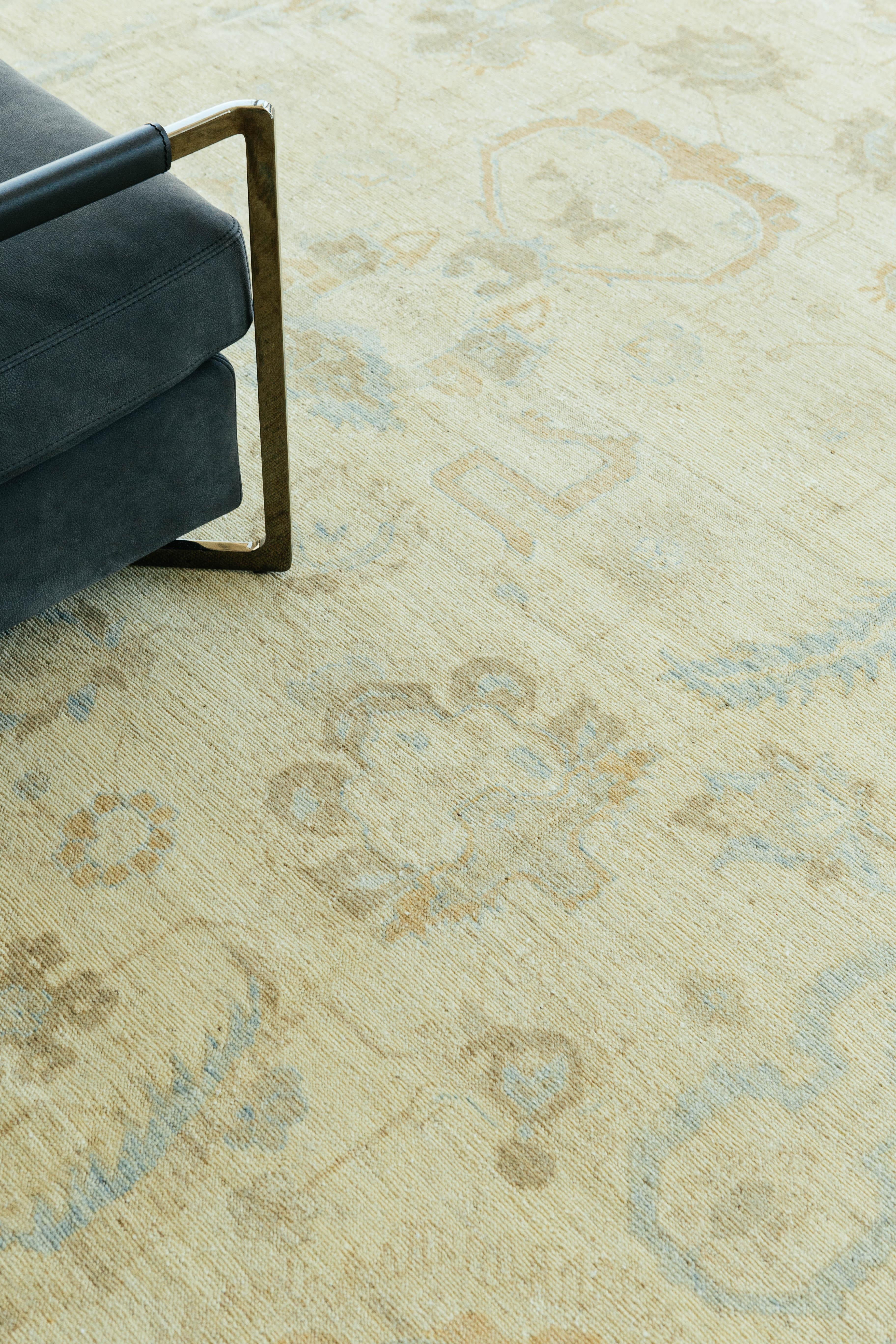 Noué à la main Tapis vintage à motifs Oushak en vente