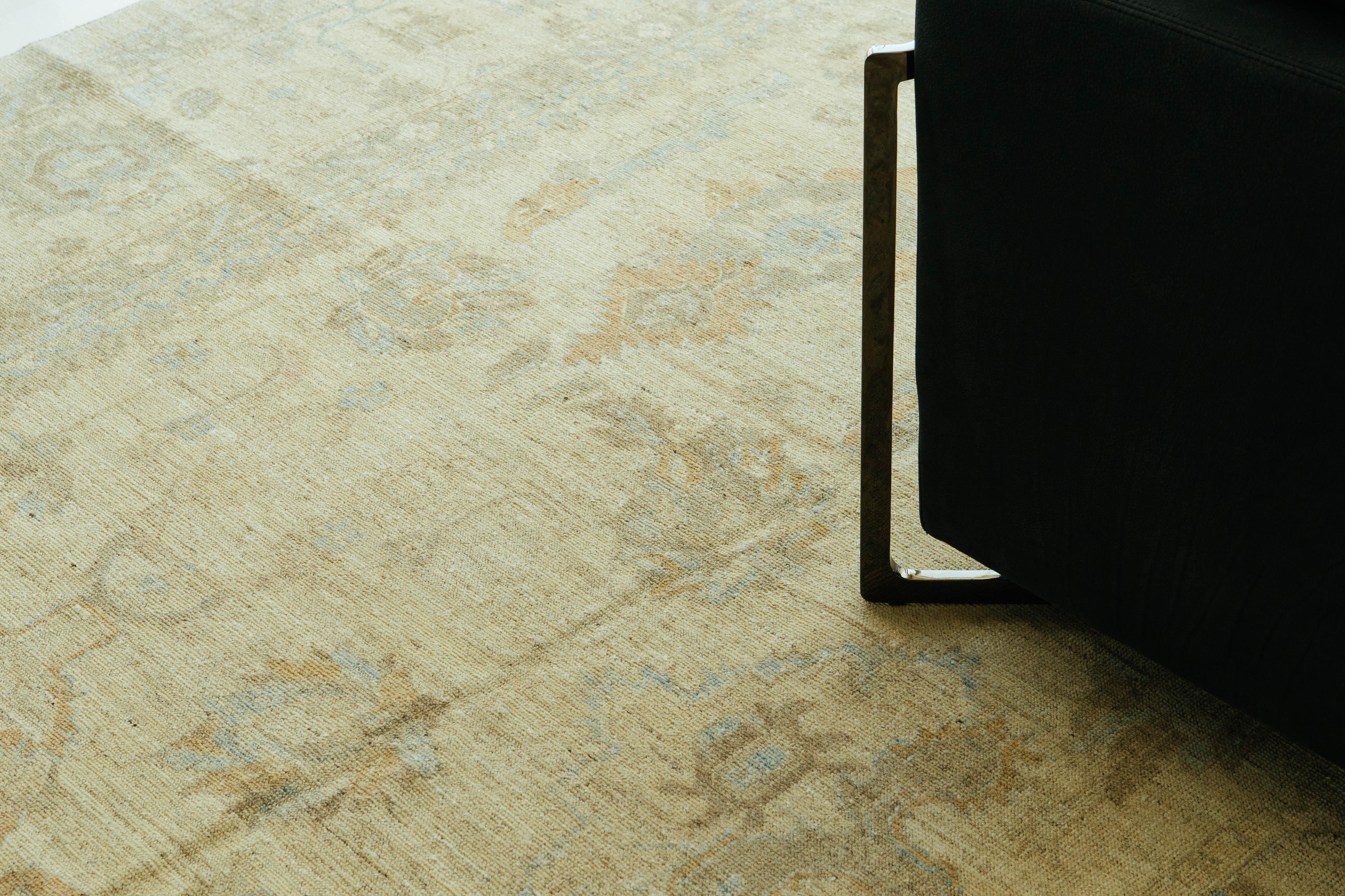 Laine Tapis vintage à motifs Oushak en vente