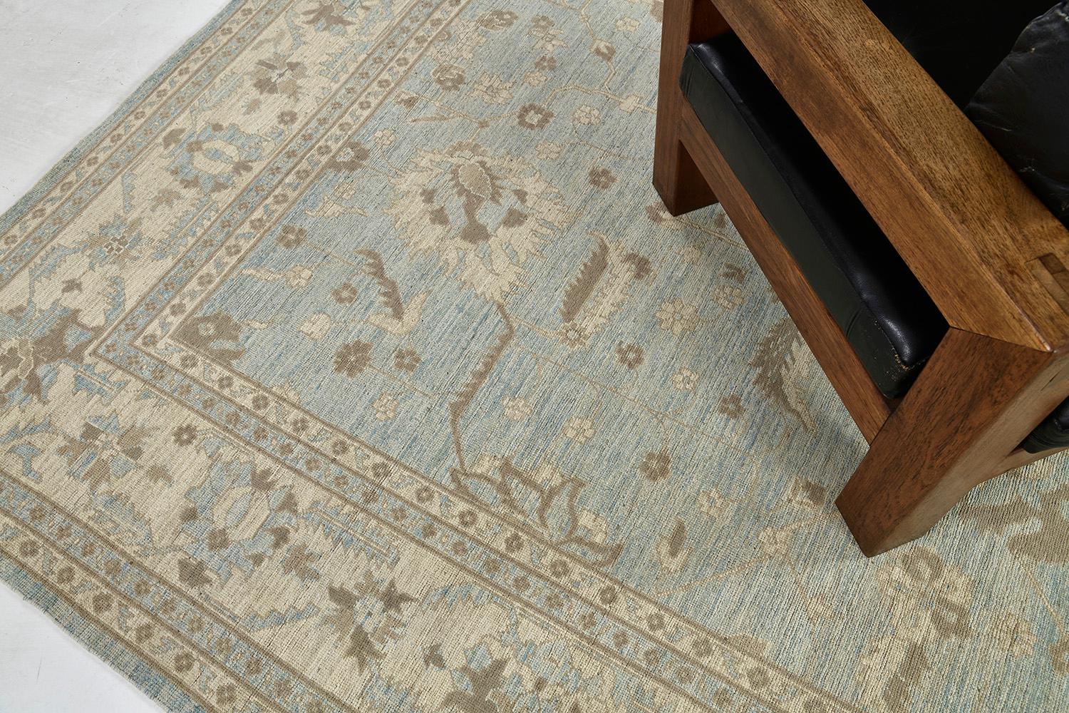 Tapis néo-Oushak de style vintage en vente 3