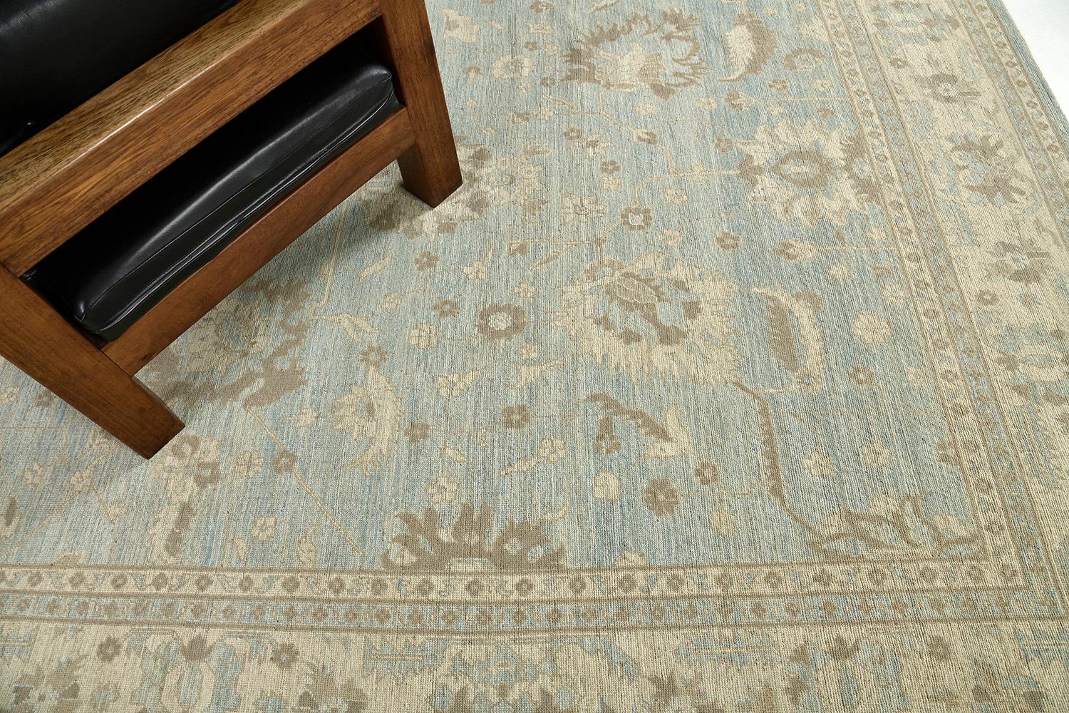 Laine Tapis néo-Oushak de style vintage en vente