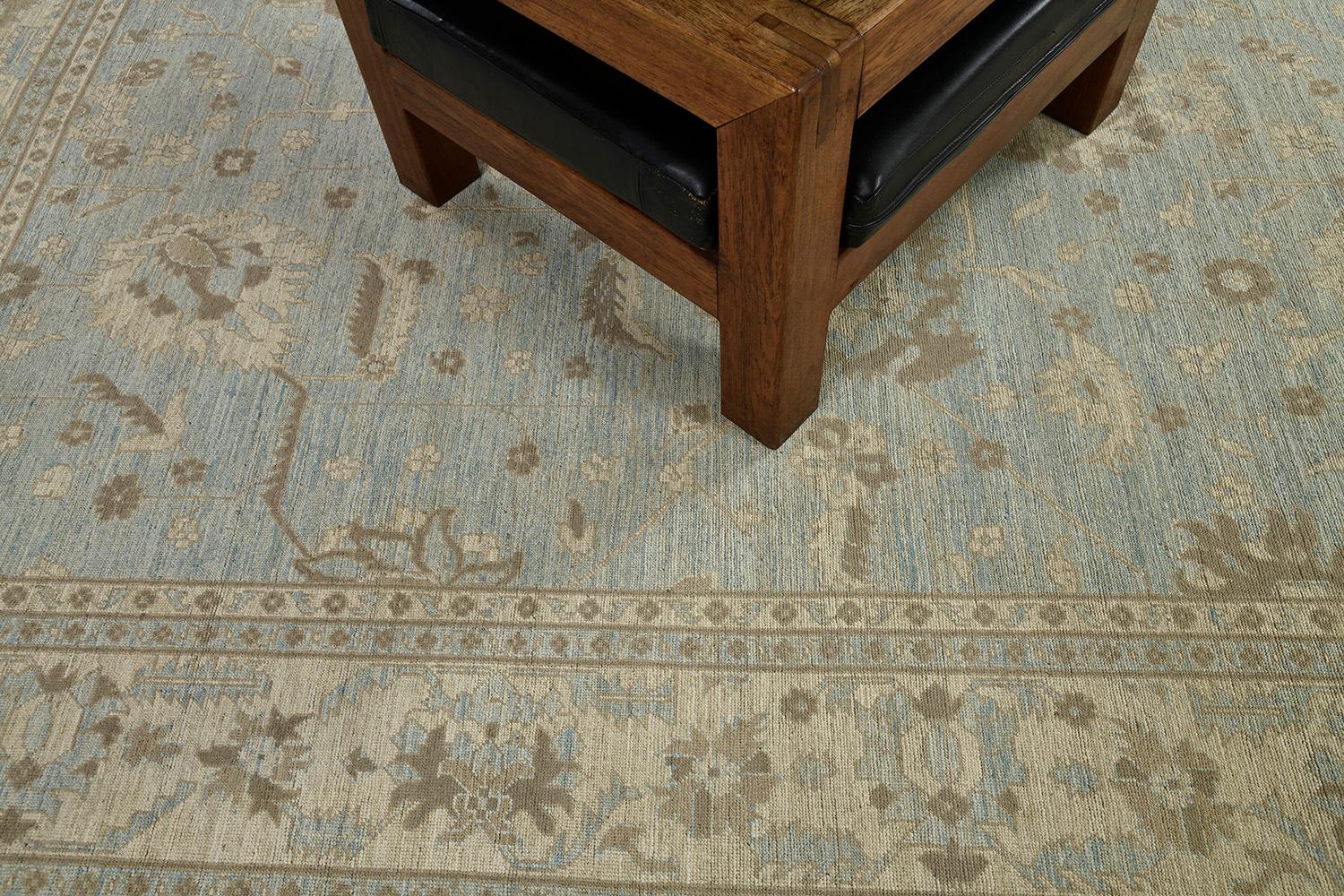 Tapis néo-Oushak de style vintage en vente 1