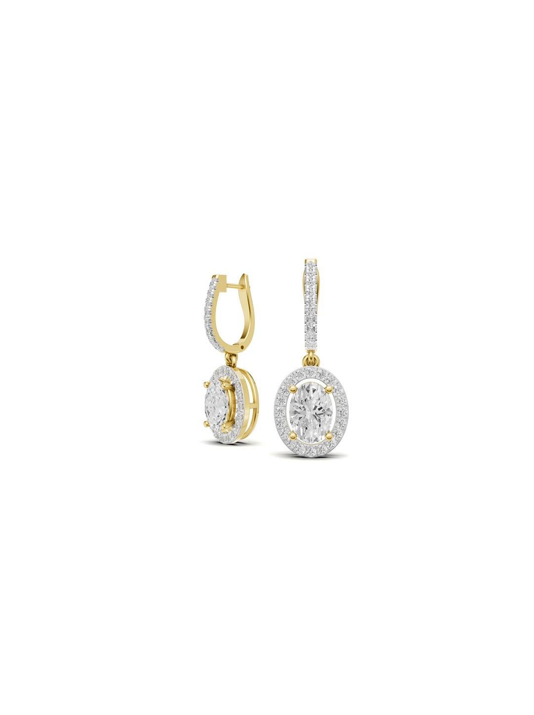 Femenino o masculino Pendientes de oro 14 con moissanita ovalada de estilo vintage. en venta