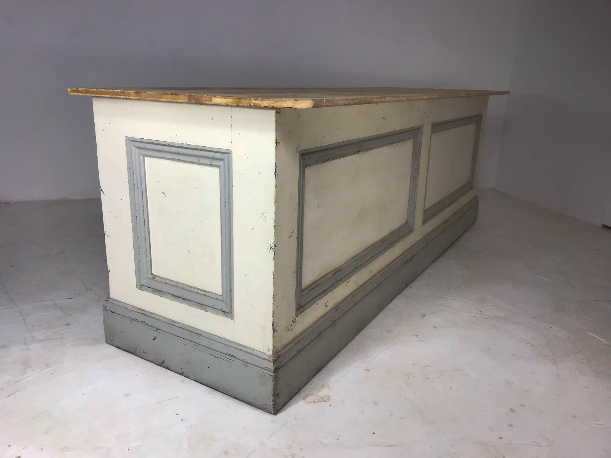 Victorian Vintage Style Painted Pine Shop Counter For Sale