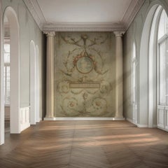 Vintage-Style Panoramic Decorative Panel Mounted on Canvas, 19th Century