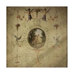 Vintage-Style Panoramic Decorative Panel Mounted on Canvas 19th Century