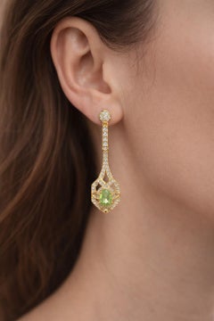 Peridot-Ohrringe im Vintage-Stil Silber, Gold