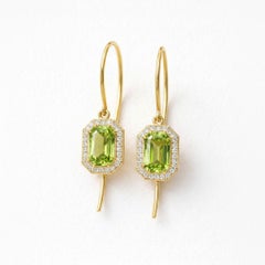 Vintage style peridot, topazes dangle earrings silver, gold