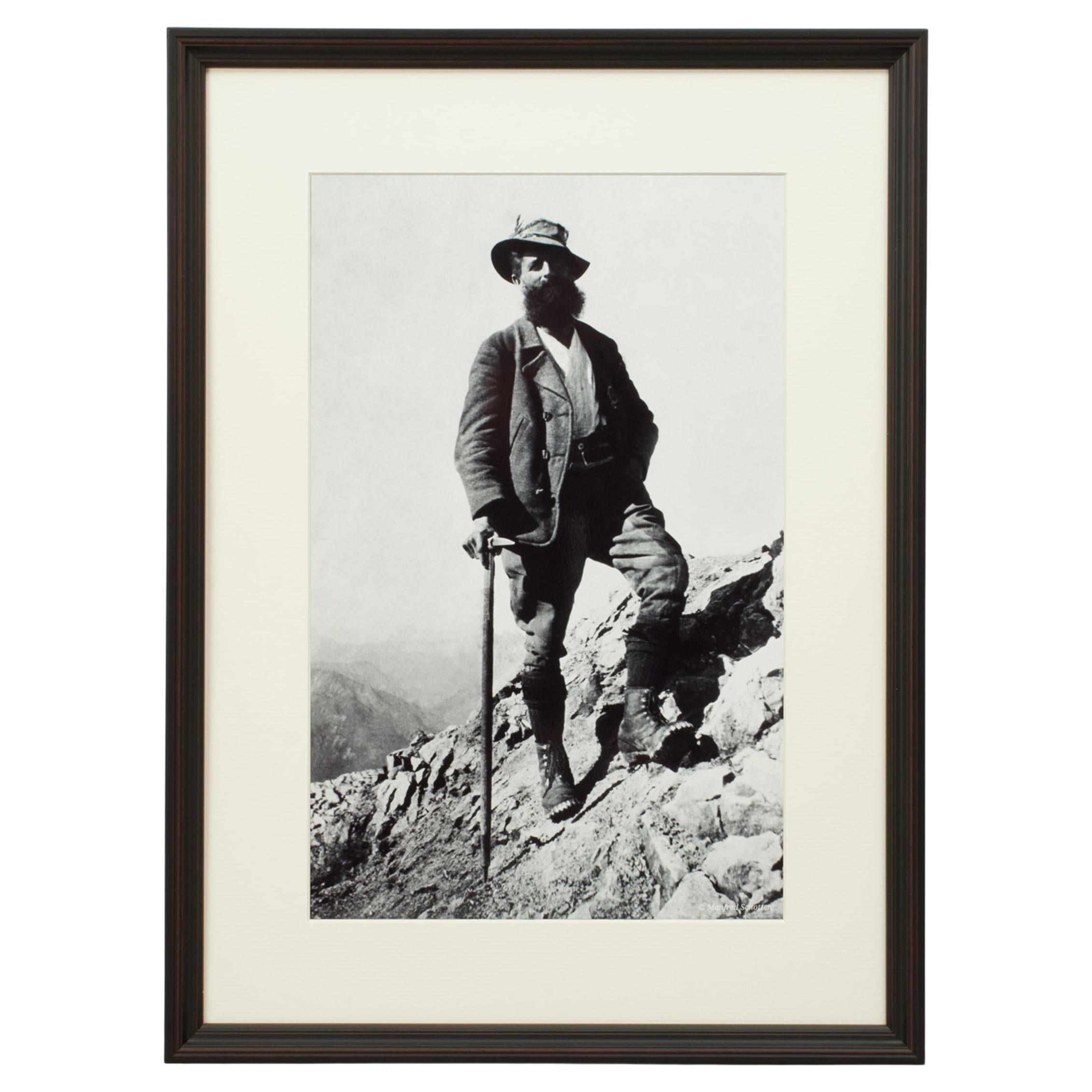 Vintage Style Photography, Framed Alpine Ski Photograph, Bavarian Guide For Sale