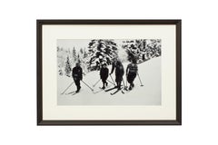 Vintage Style Photography, Framed Alpine Ski Photograph, Bend Zie Knees