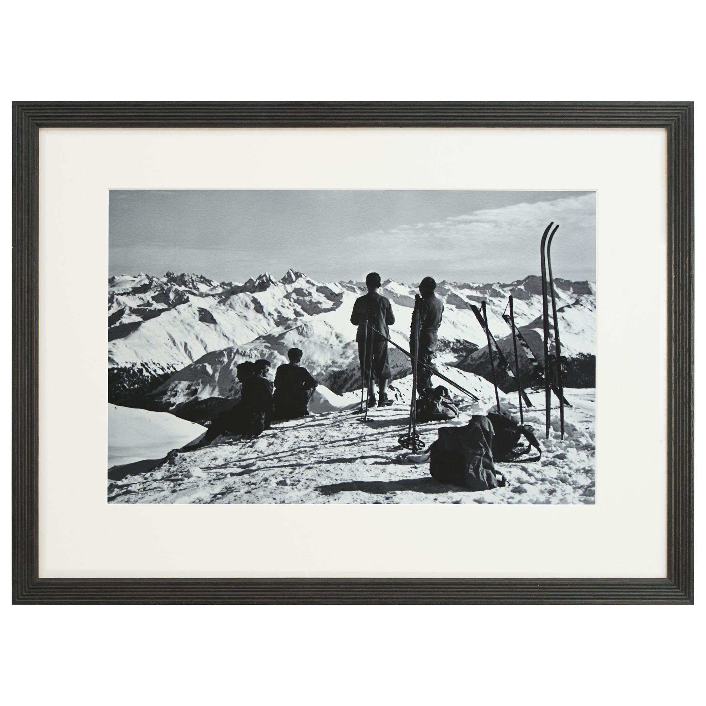 Vintage Style Photography, Framed Alpine Ski Photograph, Davos, Parsenn