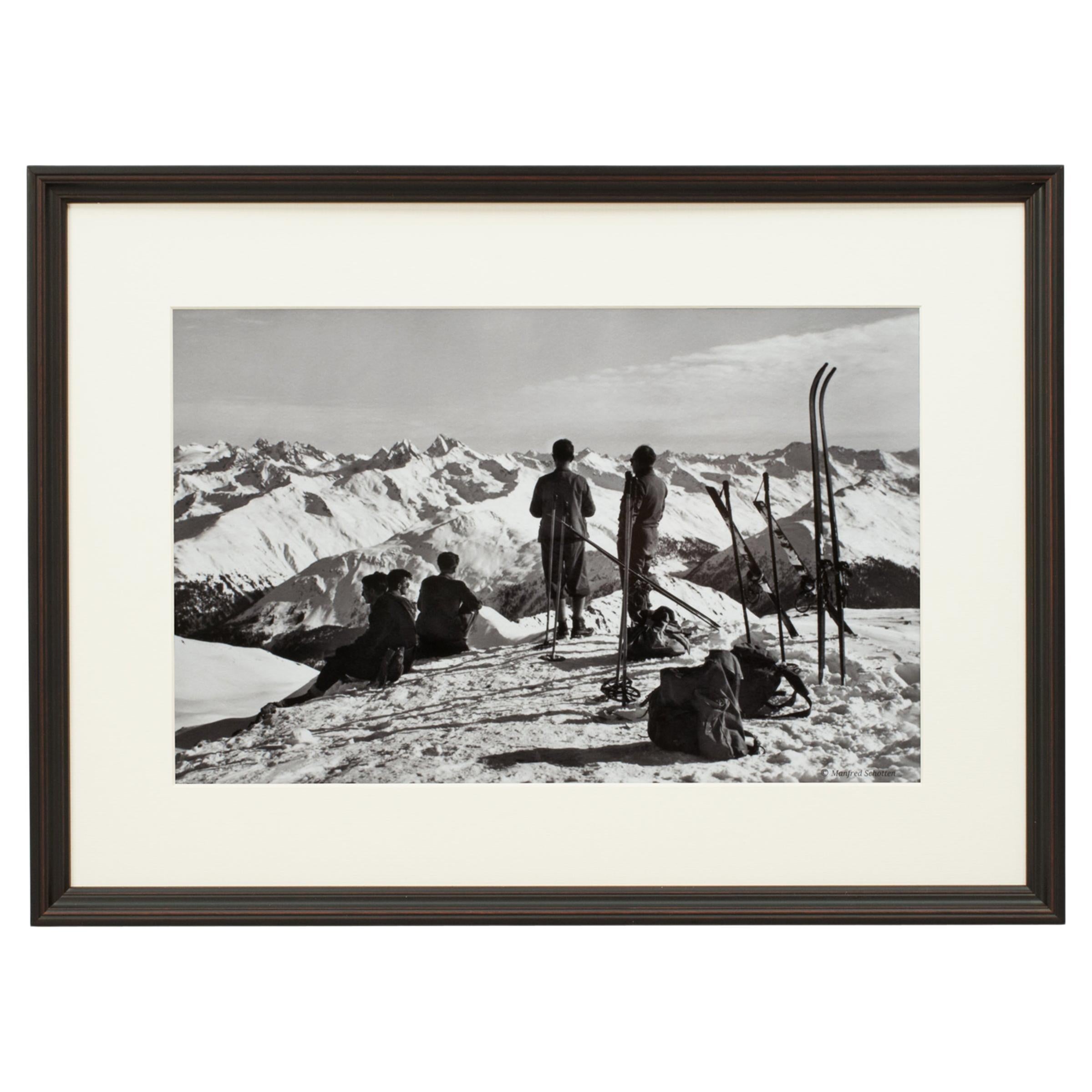 Vintage Style Photography, Framed Alpine Ski Photograph, Davos, Parsenn