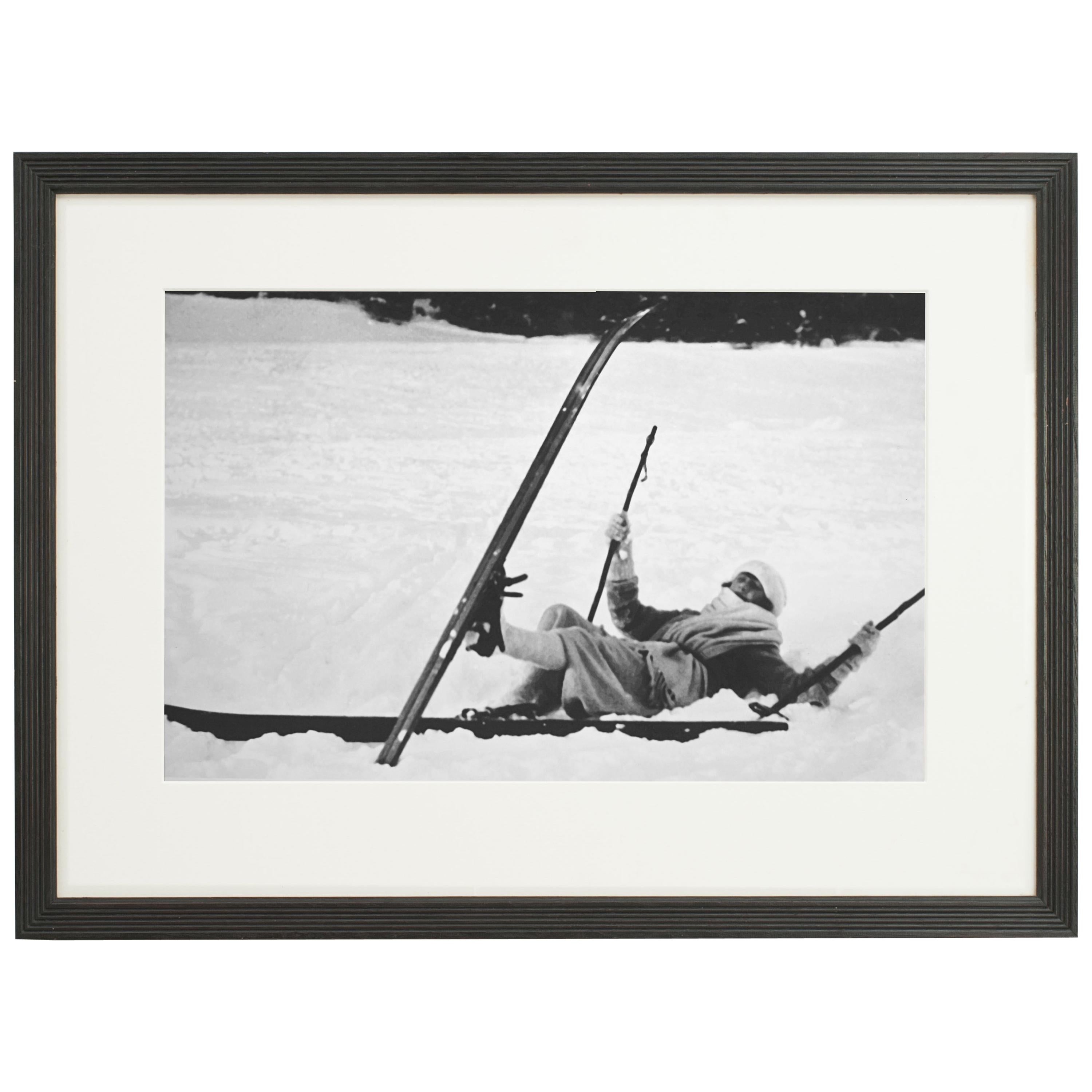 Vintage Style Photography, Framed Alpine Ski Photograph, Opps