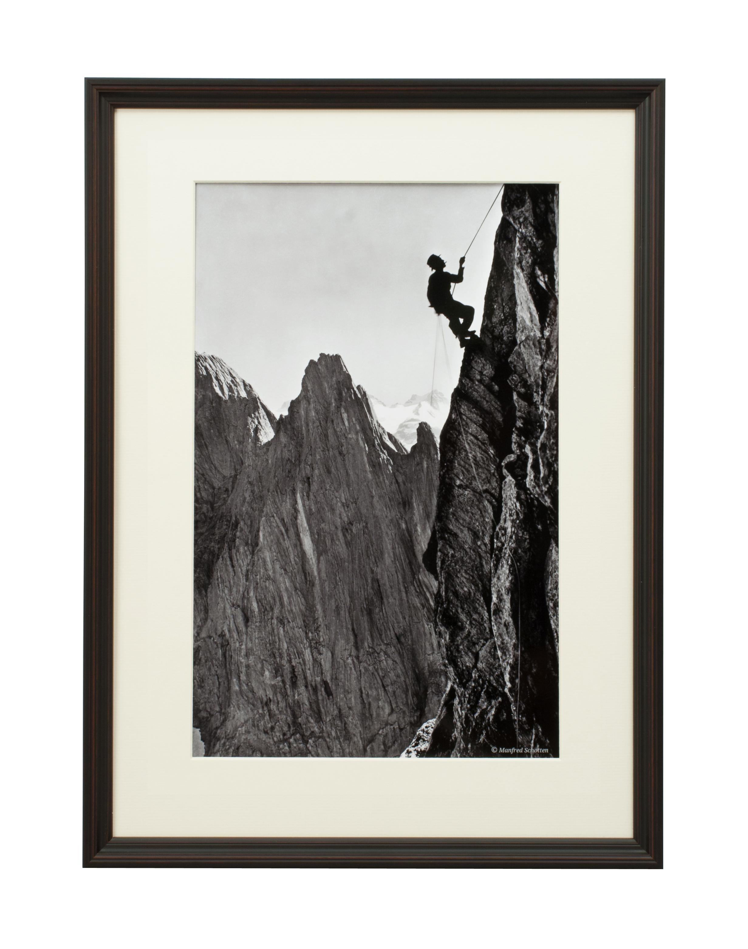 Vintage style photography, framed alpine ski photograph, Opps!.
'OPPS!', a modern framed and mounted black and white photographic image after an original 1930s skiing photograph. The frame is a hand colored reeded wooden black frame. Black & white