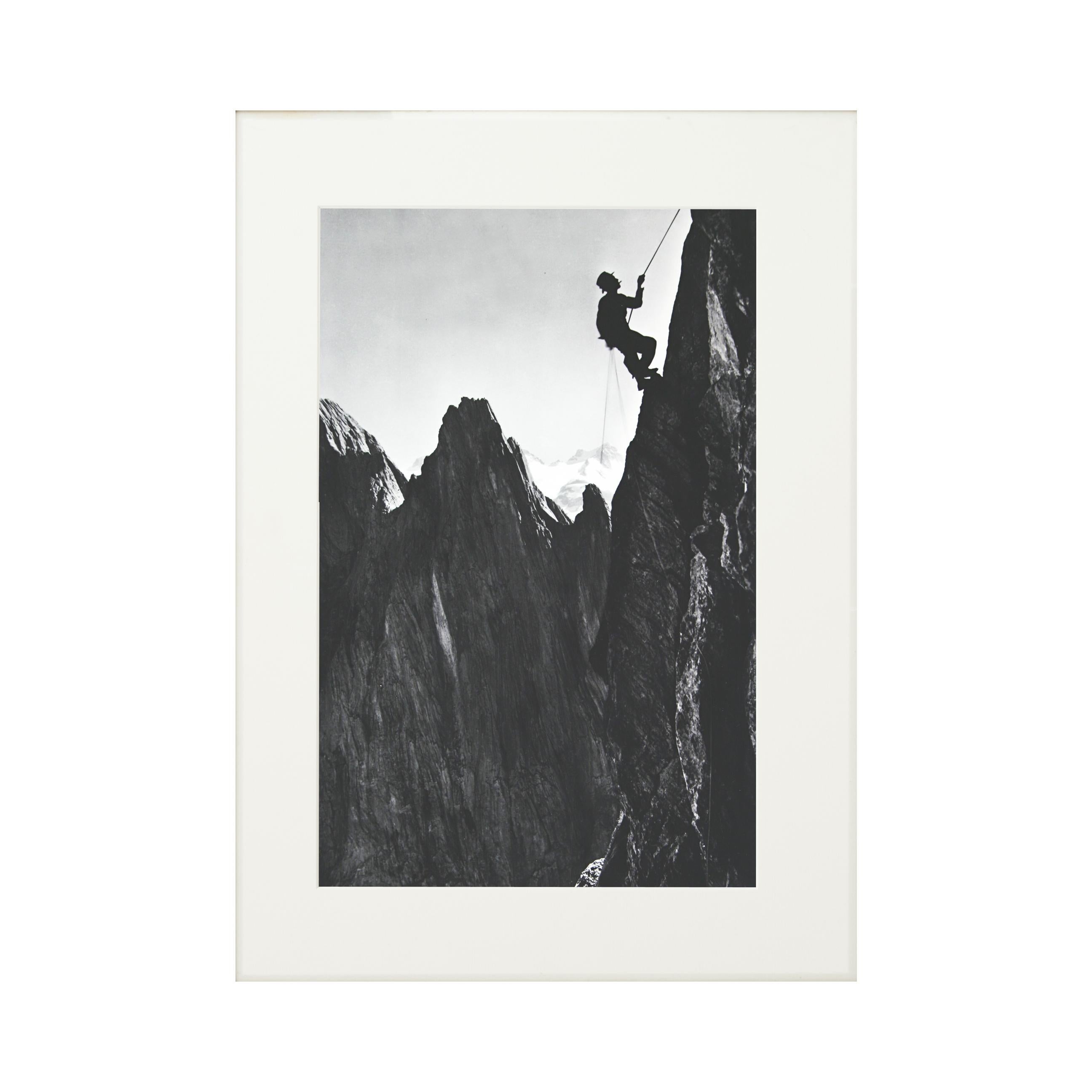 Sporting Art Vintage Style Photography, Framed Alpine Ski Photograph, The Climber For Sale