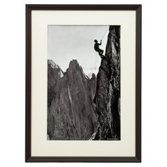 Antique Style Photography, Framed Alpine Ski Photograph, The Climber