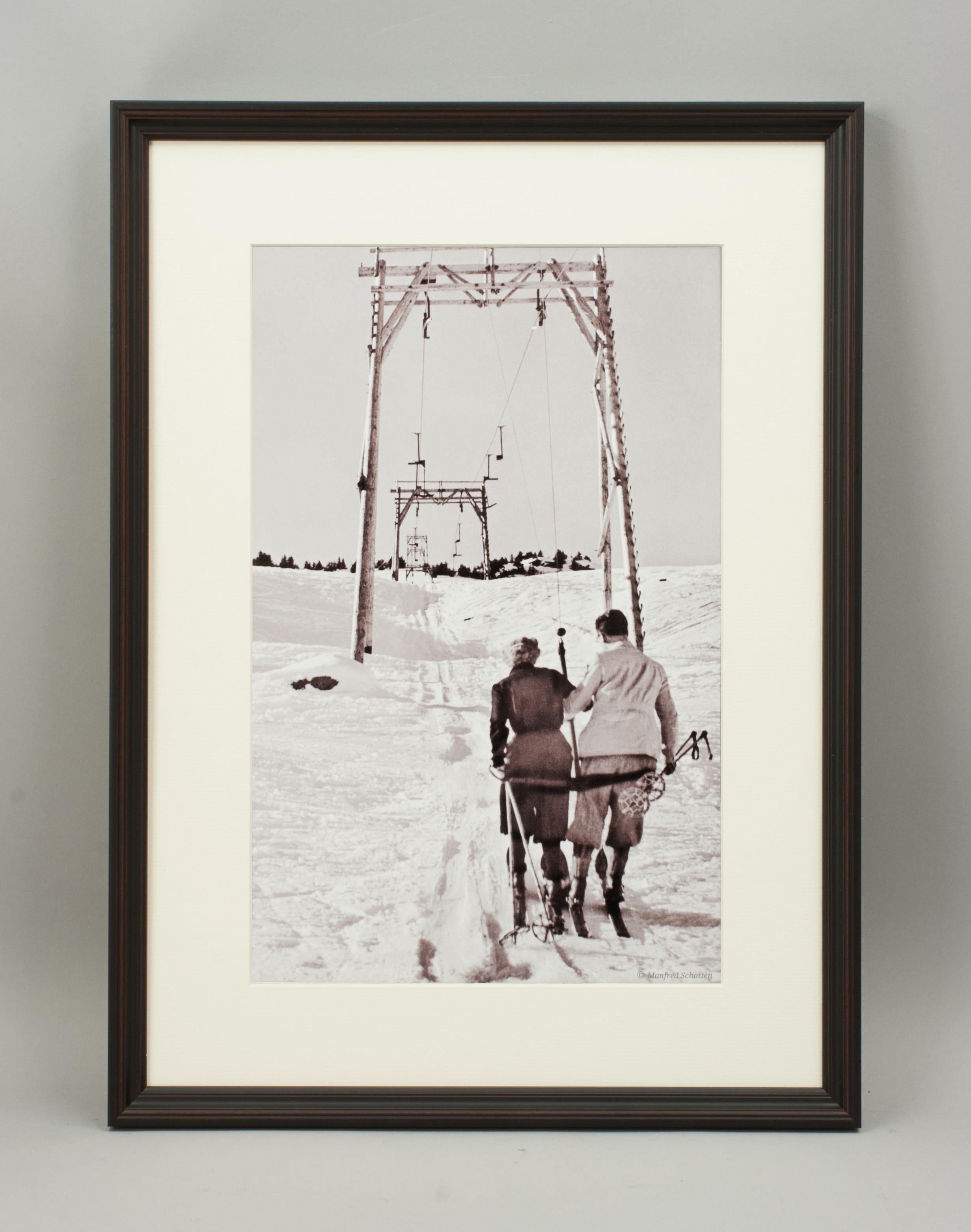 Vintage Style Photography, Framed Alpine Ski Photograph, The Lift For Sale 3
