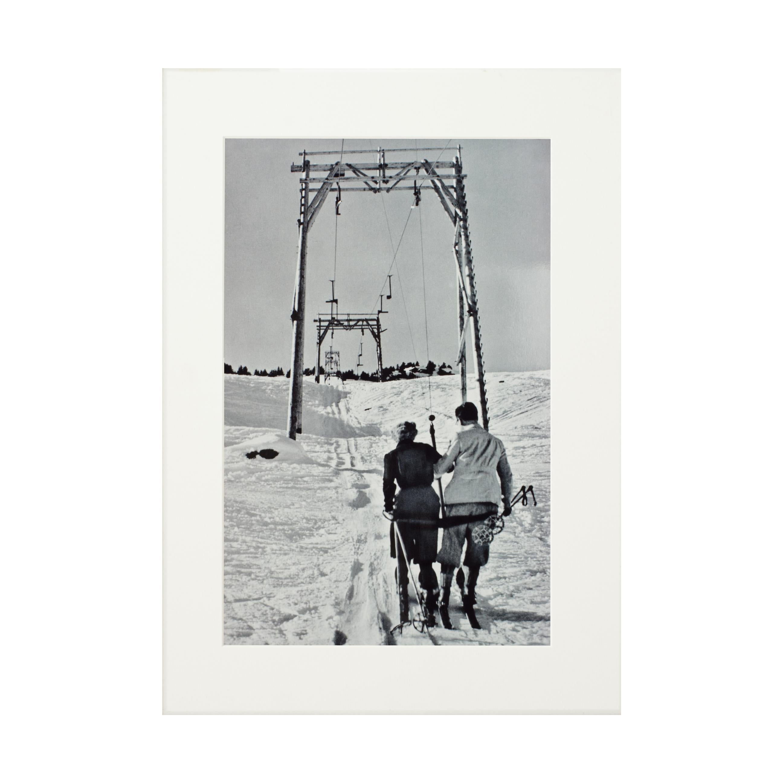 Vintage Style Photography, Framed Alpine Ski Photograph, The Lift In Good Condition For Sale In Oxfordshire, GB