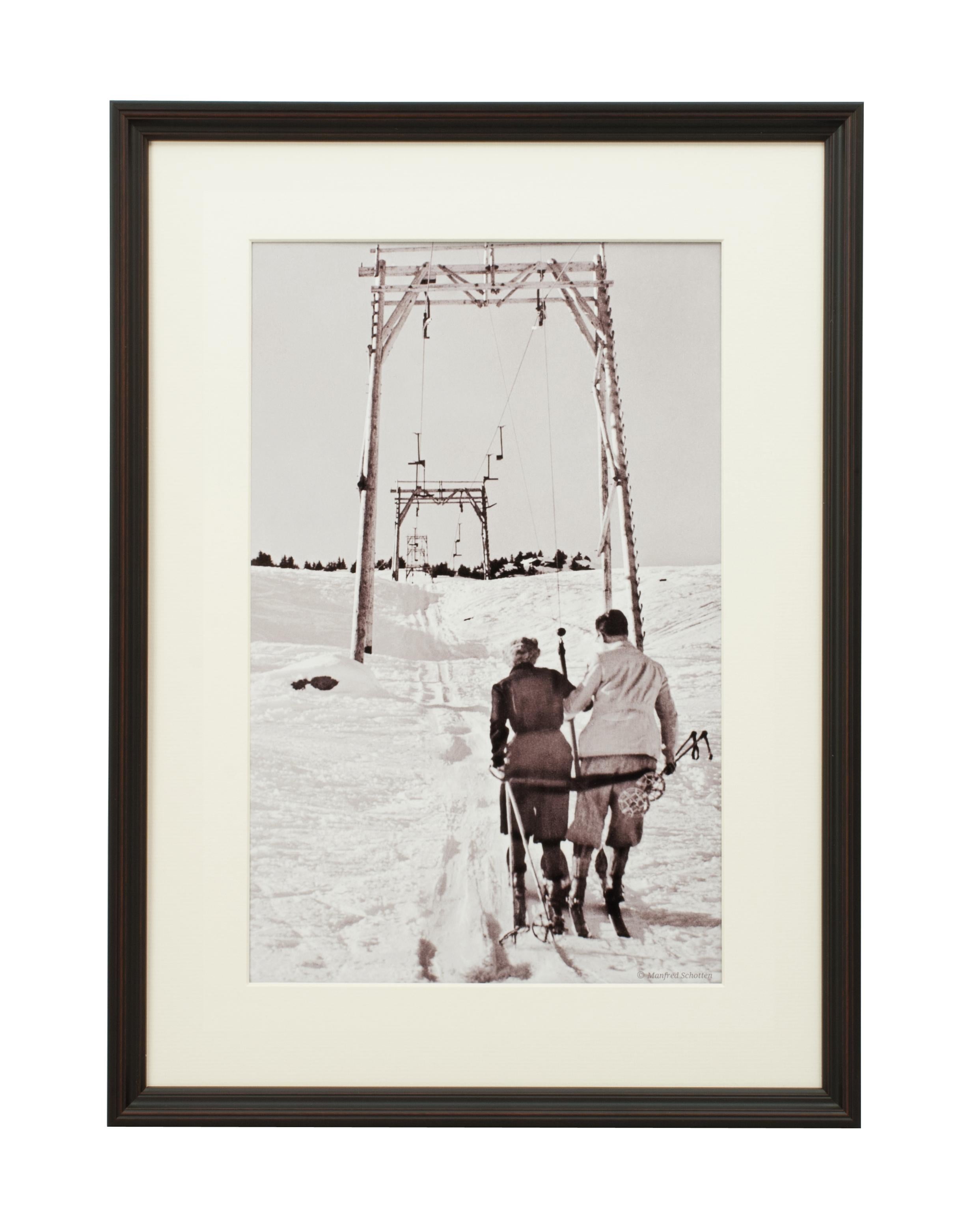 Vintage Style Photography, Framed Alpine Ski Photograph, The Lift For Sale 2
