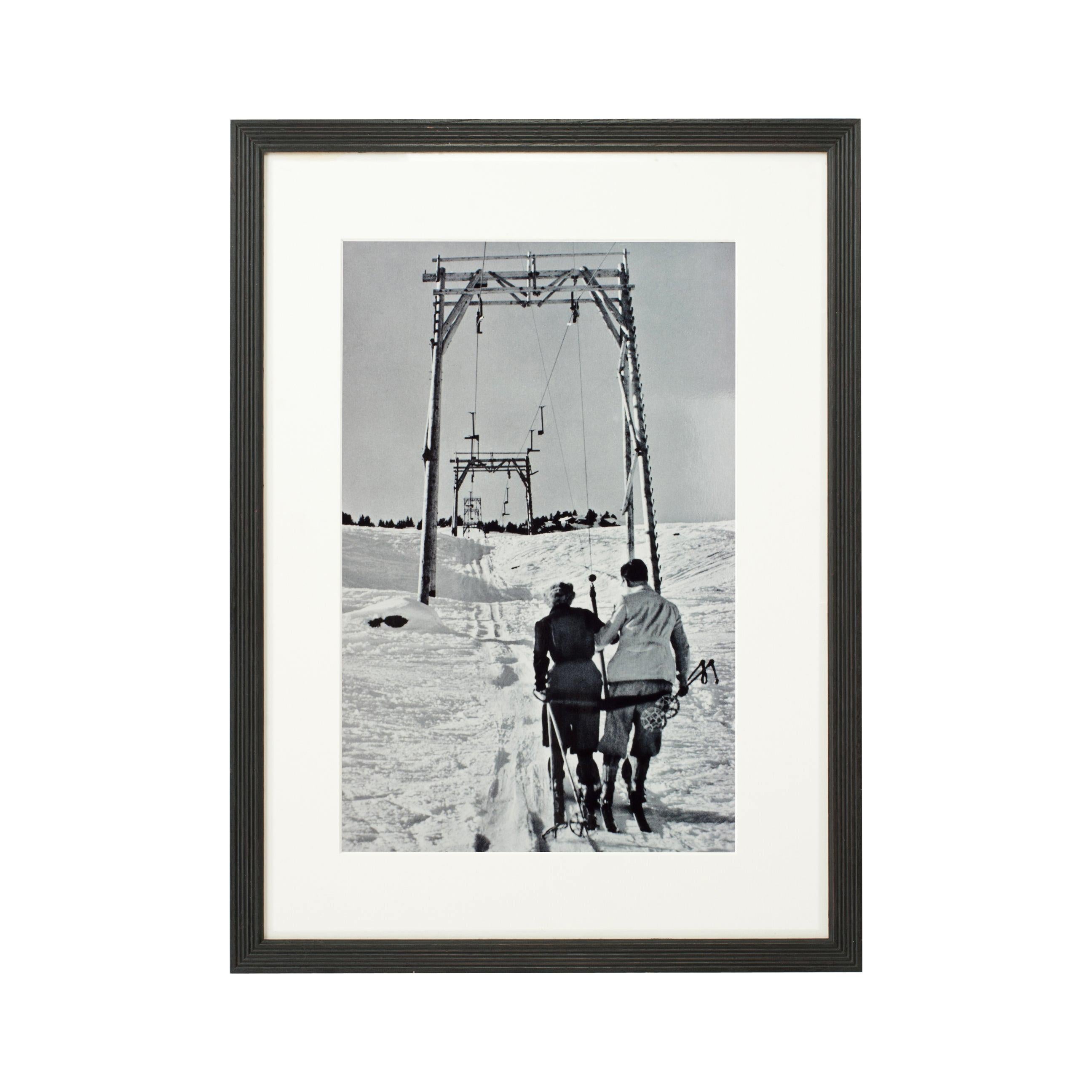 Vintage Style Photography, Framed Alpine Ski Photograph, The Lift