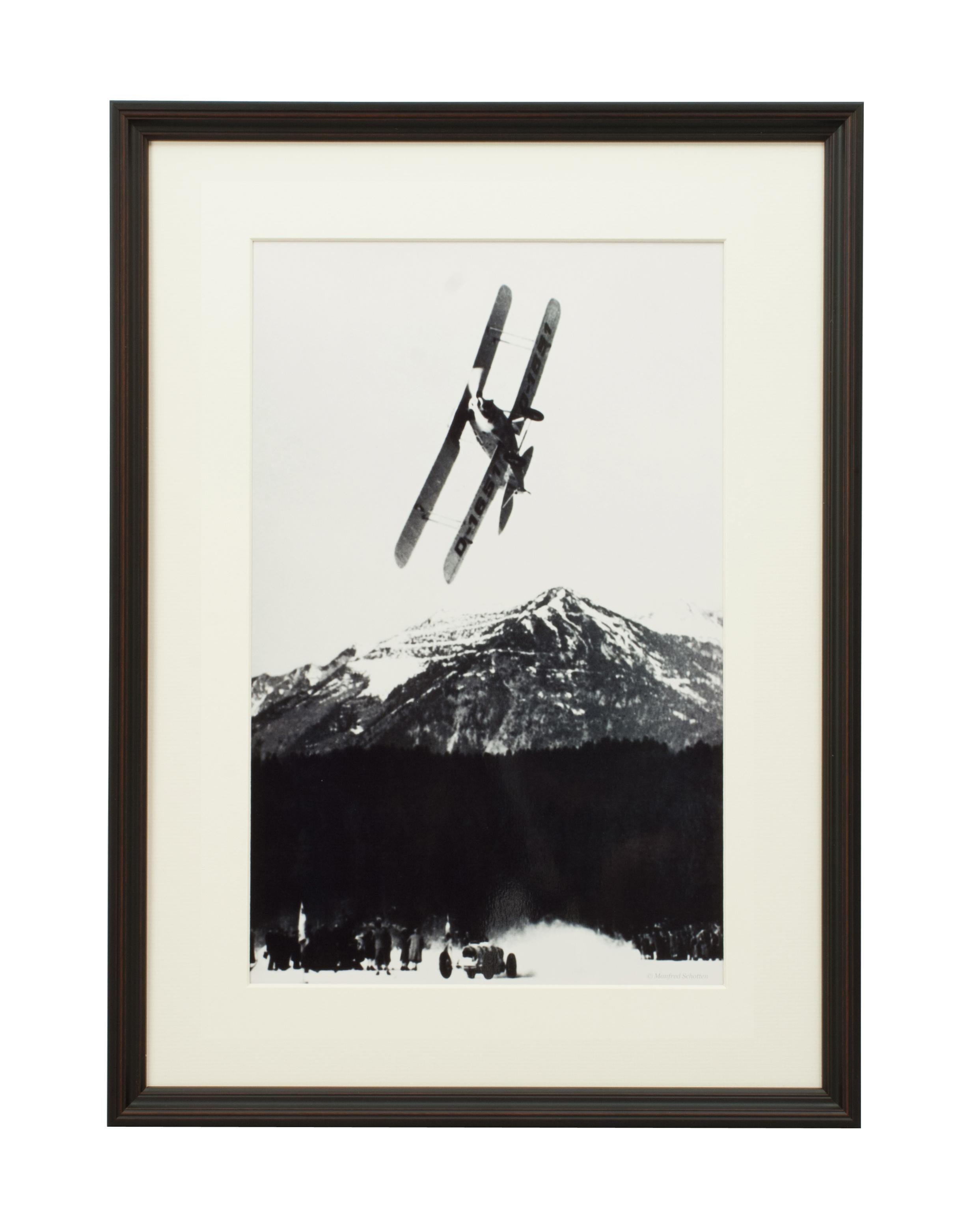 Vintage Style Photography, Framed Alpine Ski Photograph, The Race.
'THE RACE', a modern framed and mounted black and white photograph after an original 1930's skiing photograph. The frame is black with burgundy undercoat, the glazing is clarity+