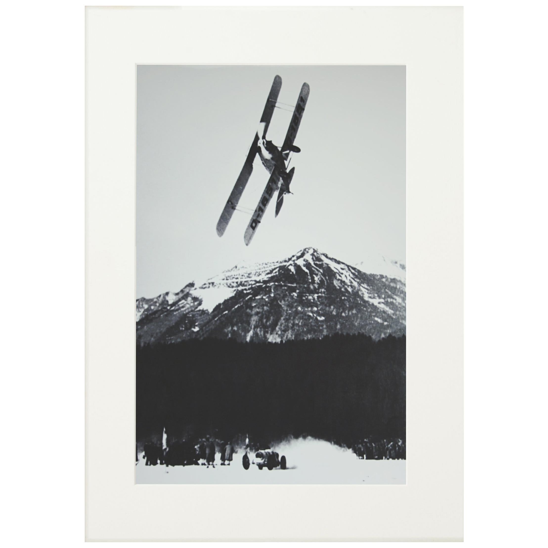 British Vintage Style Photography, Framed Alpine Ski Photograph, The Race For Sale