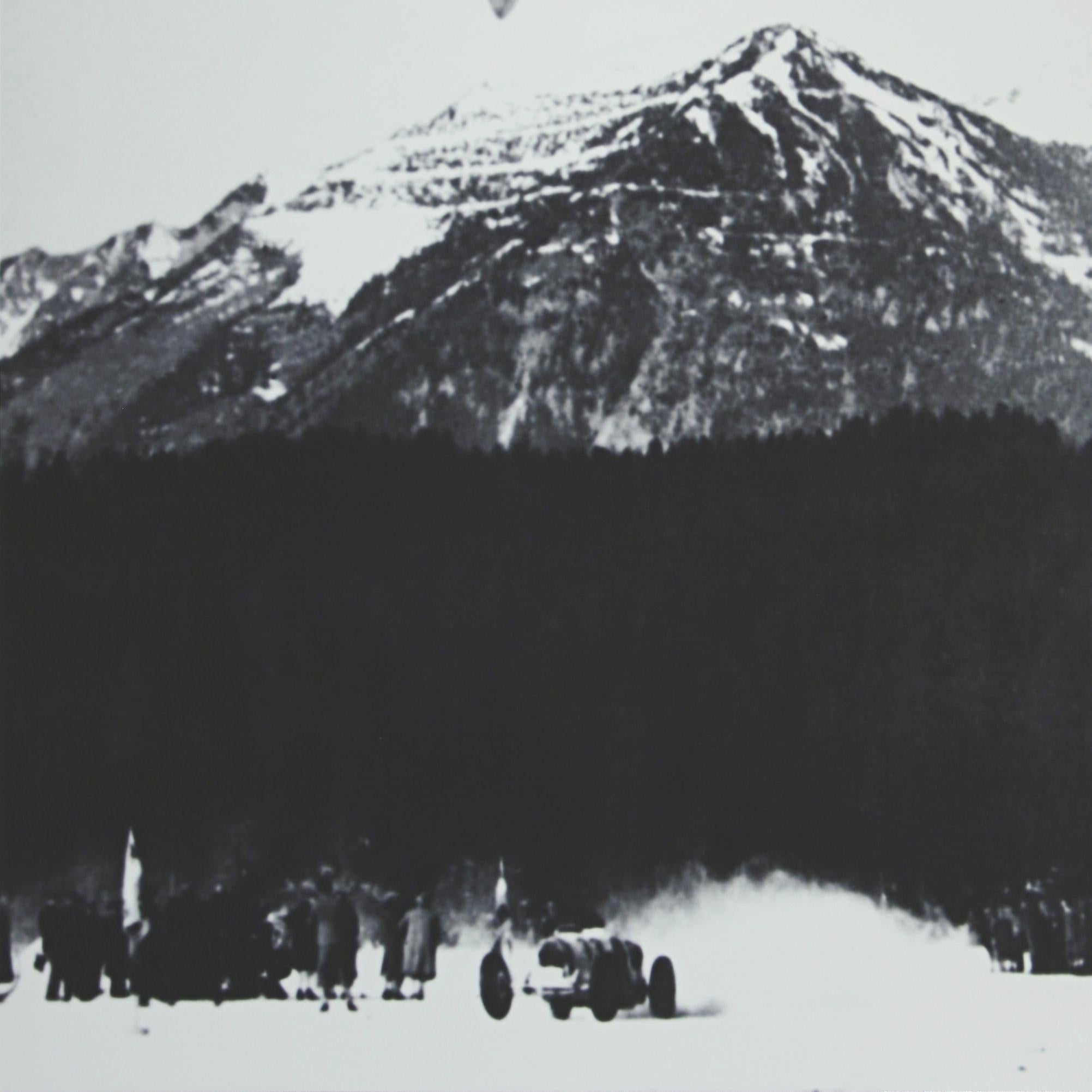 Photographie de style vintage:: photographie de ski alpin encadrée:: The Race en vente 1