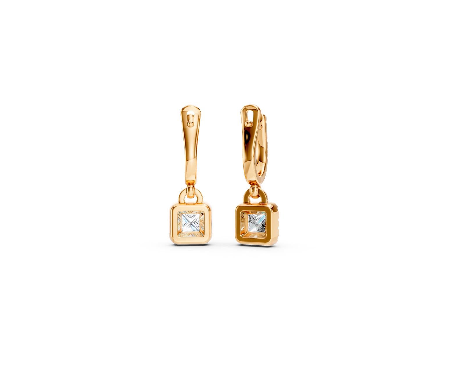 Prinzessinnenförmige Moissanit-Ohrringe im Vintage-Stil aus 14 Gold. (Tropfenschliff) im Angebot