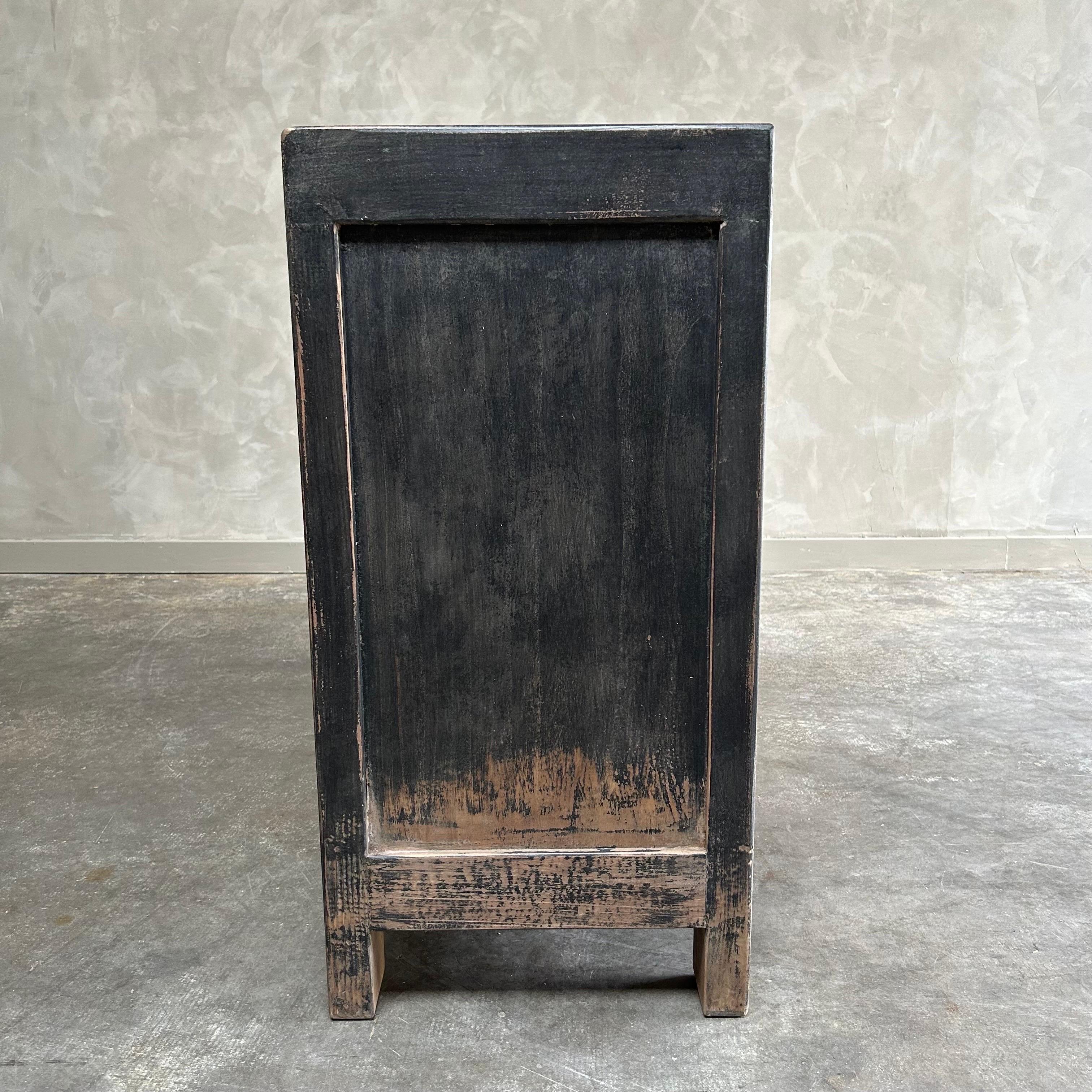 Vintage Style Reclaimed Wood Black Painted Chest of Drawers For Sale 5