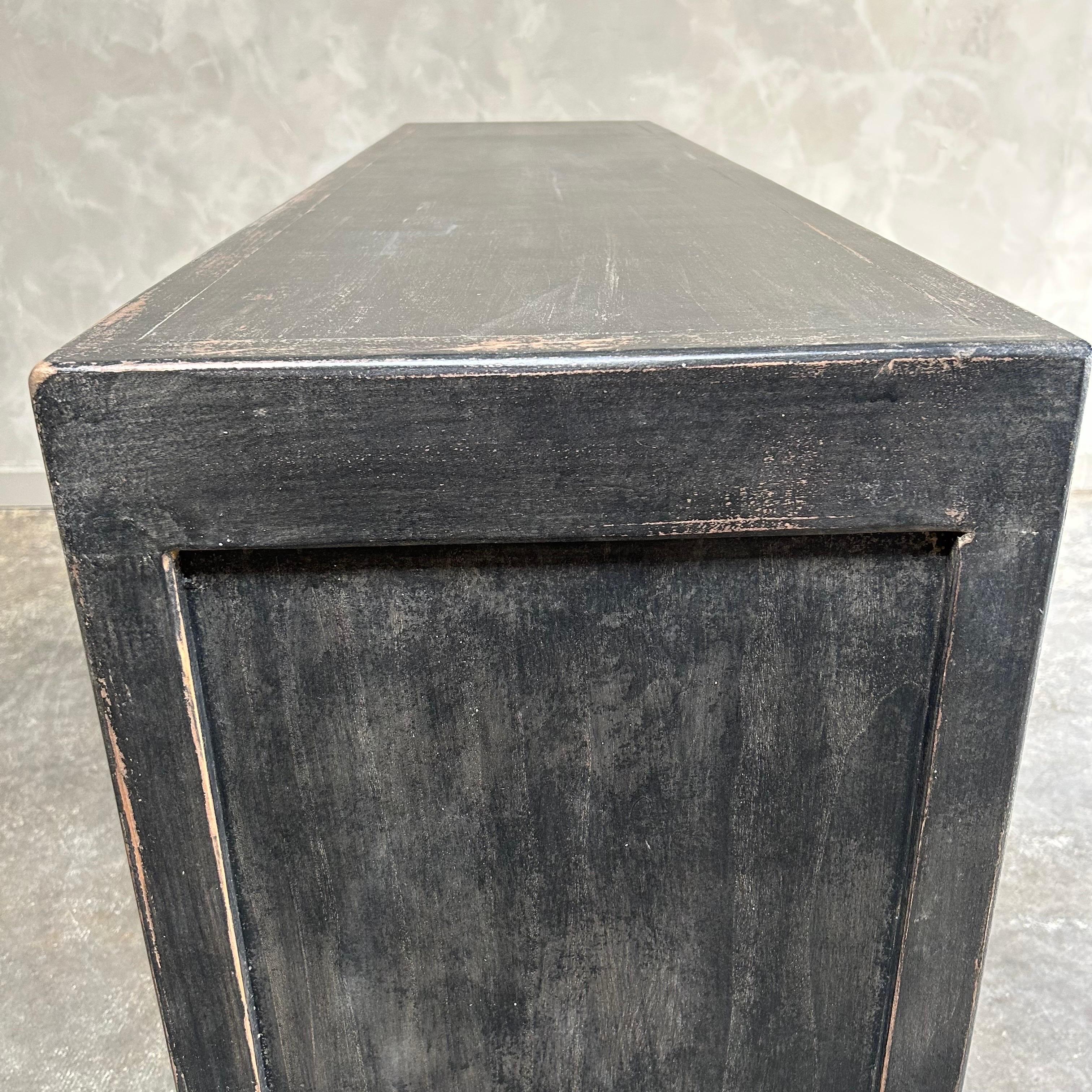 Vintage Style Reclaimed Wood Black Painted Chest of Drawers For Sale 6