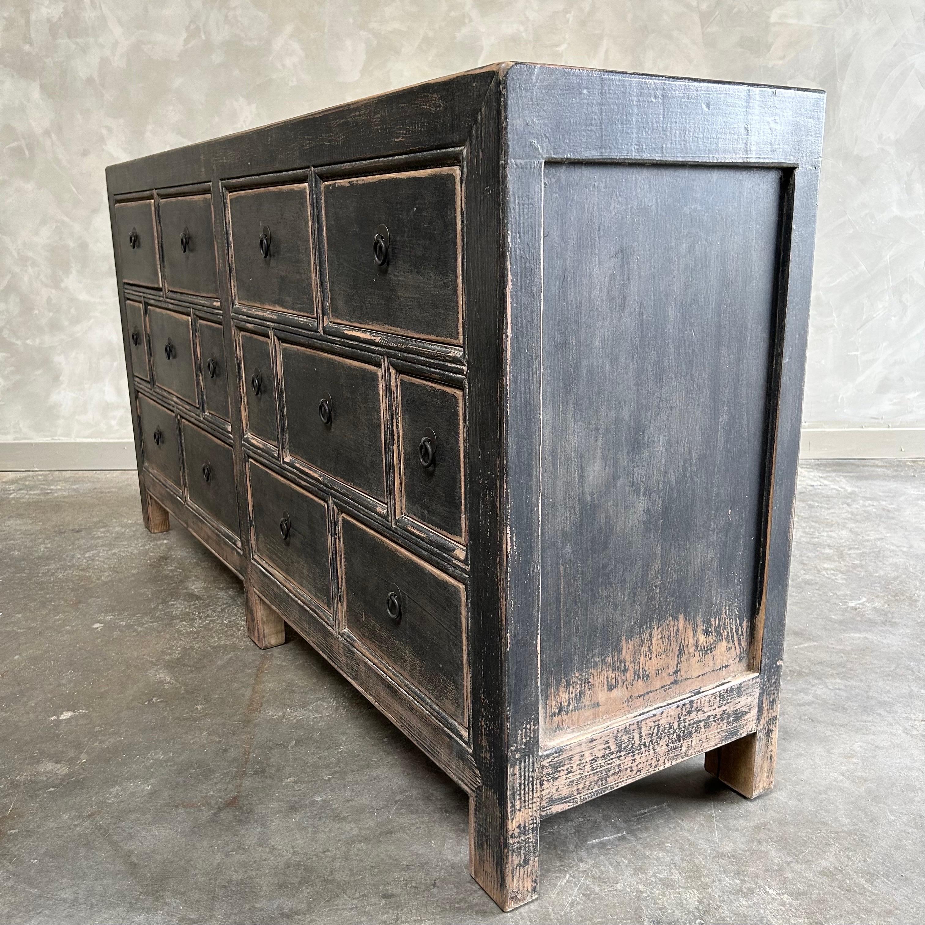 Vintage Style Reclaimed Wood Black Painted Chest of Drawers For Sale 7