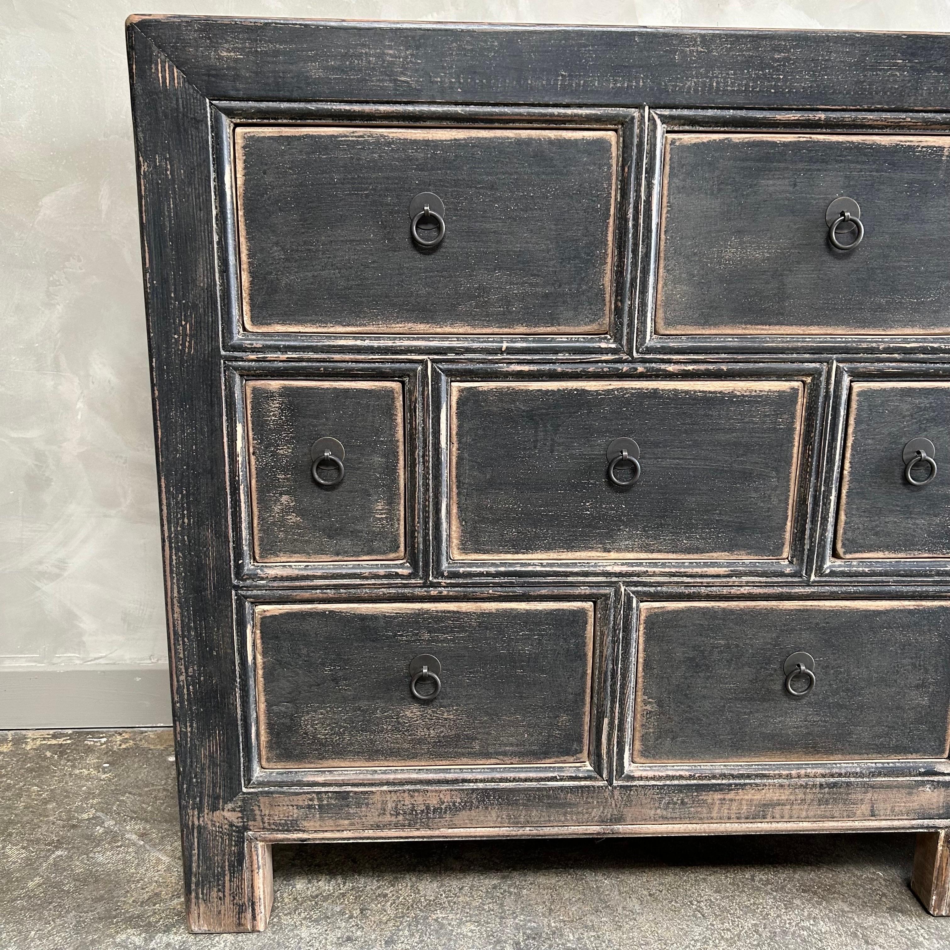 Vintage Style Reclaimed Wood Black Painted Chest of Drawers For Sale 2