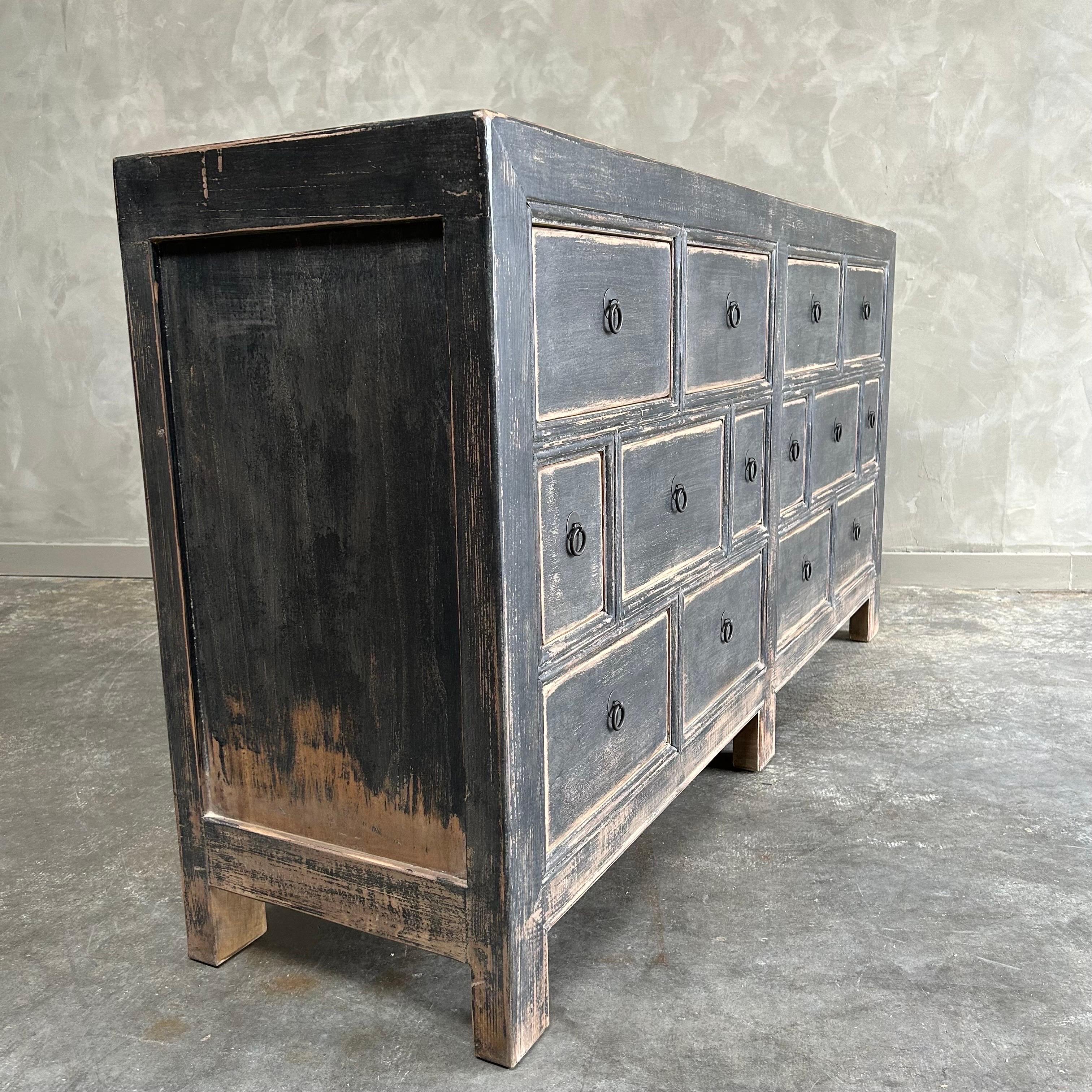 Vintage Style Reclaimed Wood Black Painted Chest of Drawers For Sale 3