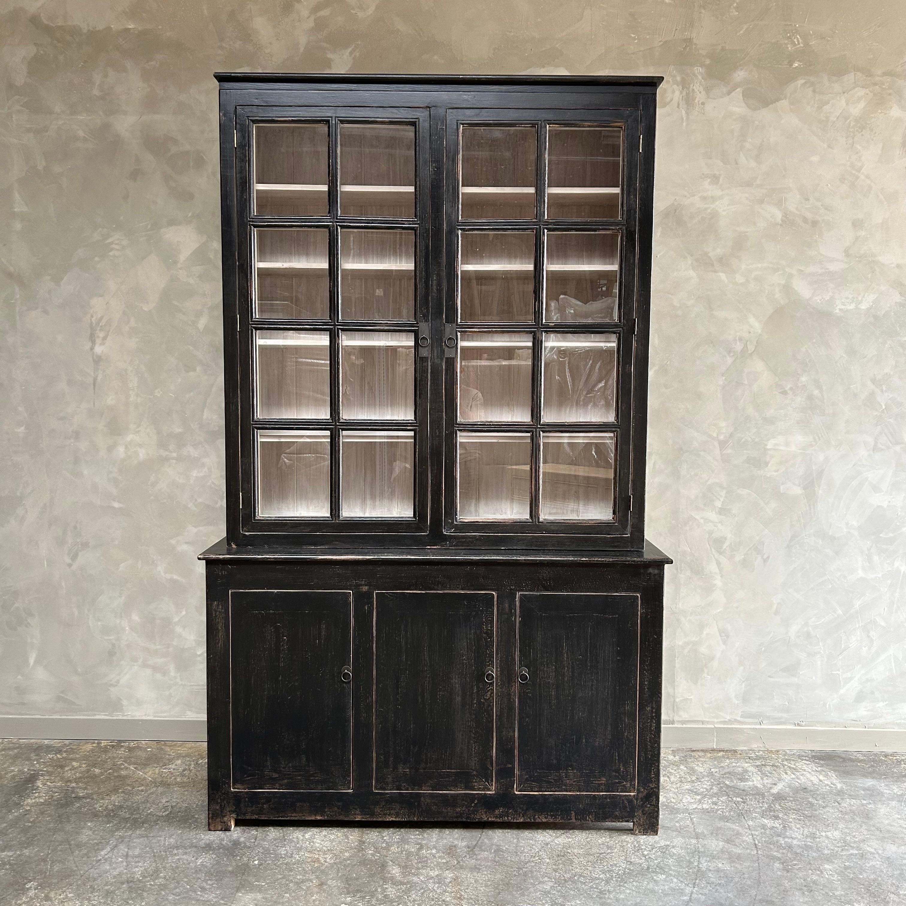 The  Cabinet is a reclaimed wood cabinet that is beautifully crafted and the perfect storage solution. 
Finish: Weathered Black
Dimensions: 60″W x 18″D x 96″H
custom sizes available by order only
Since this is made from vintage material, there may