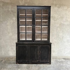 Vintage Style Reclaimed Wood Hutch in Distressed Black Finish