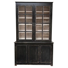 Huche en bois récupéré de style vintage en finition noire vieillie