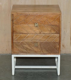 VINTAGE STYLE RECLiAMED WOOD TWO DRAWER SIDE END NIGHTSTAND LAMP WINE TABLE