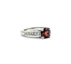 Vintage Style Red Spinel & Diamond Ring in 14k White Gold