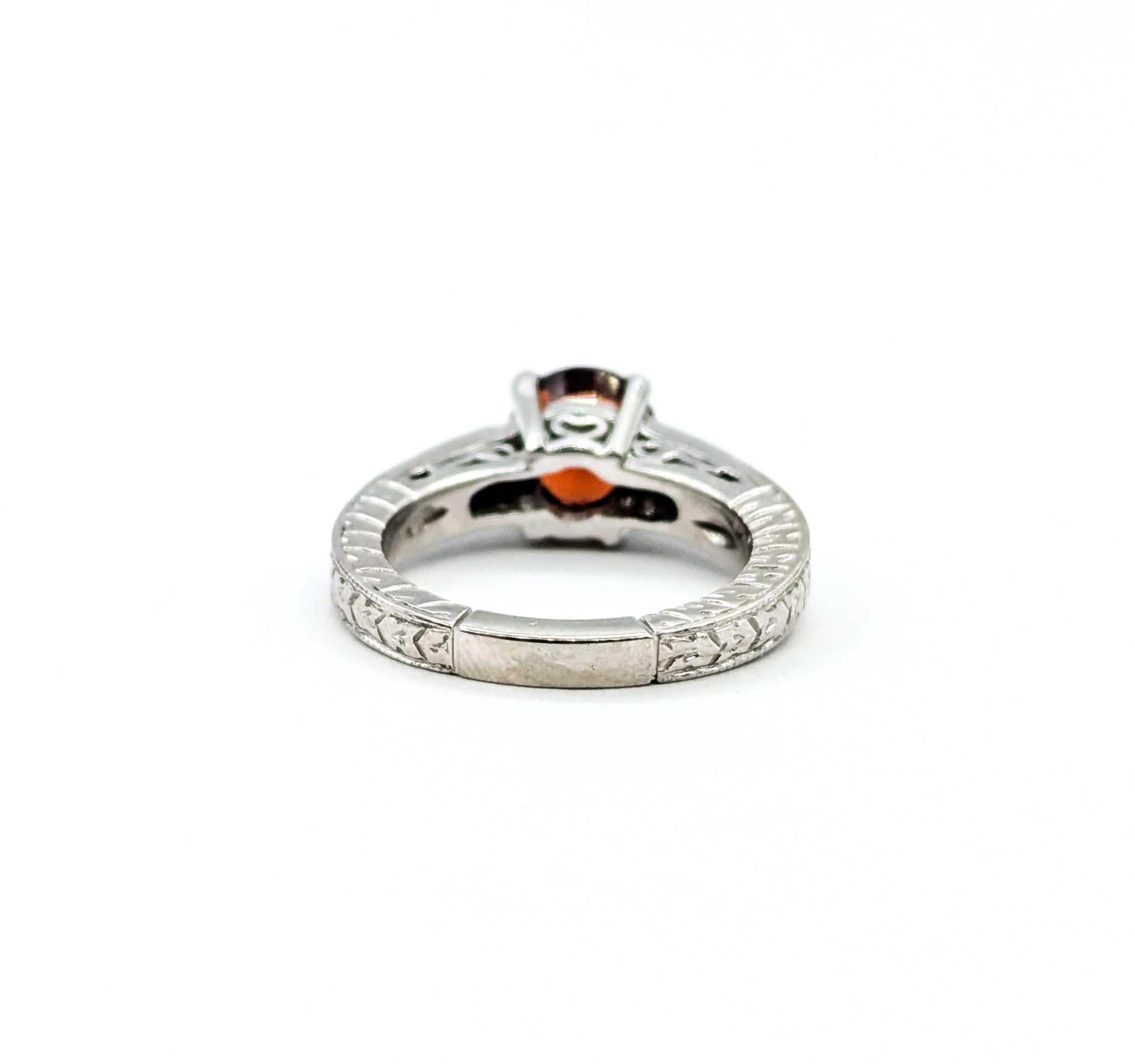 Bague de style vintage en or blanc 14k avec spinelle rouge et diamant en vente 2