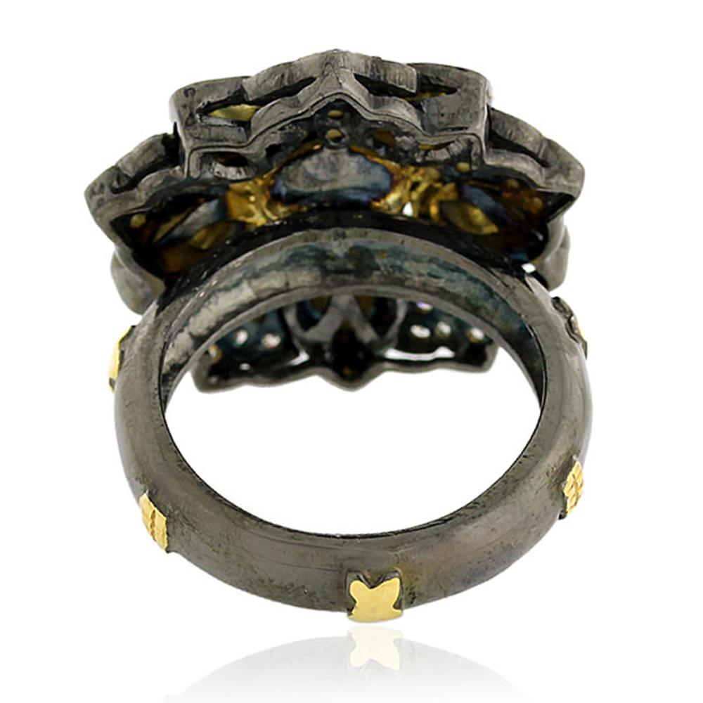 Ring im Vintage-Stil mit Diamanten im Rosenschliff, umgeben von Diamanten im Pavé-Stil (Kunsthandwerker*in) im Angebot