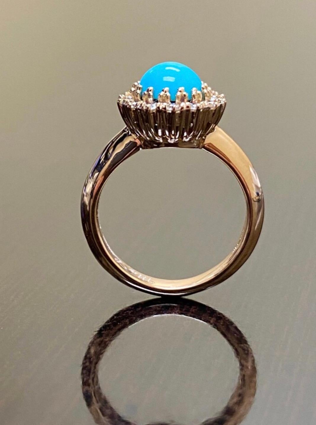 DeKara Designs Collection


Our latest design! An elegant Sleeping Beauty Turquoise Halo Diamond Engagement Ring.

Metal- 18K Rose Gold, .750.

Stones- Center Features an Specially Cut Round Domed Shape 7 MM Turquoise. Diamonds will be F-G Color VS