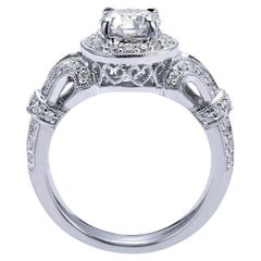 Vintage Style Round Diamond Halo Engagement Mounting
