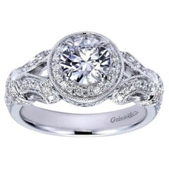 Vintage Style Round Diamond Halo Engagement Mounting