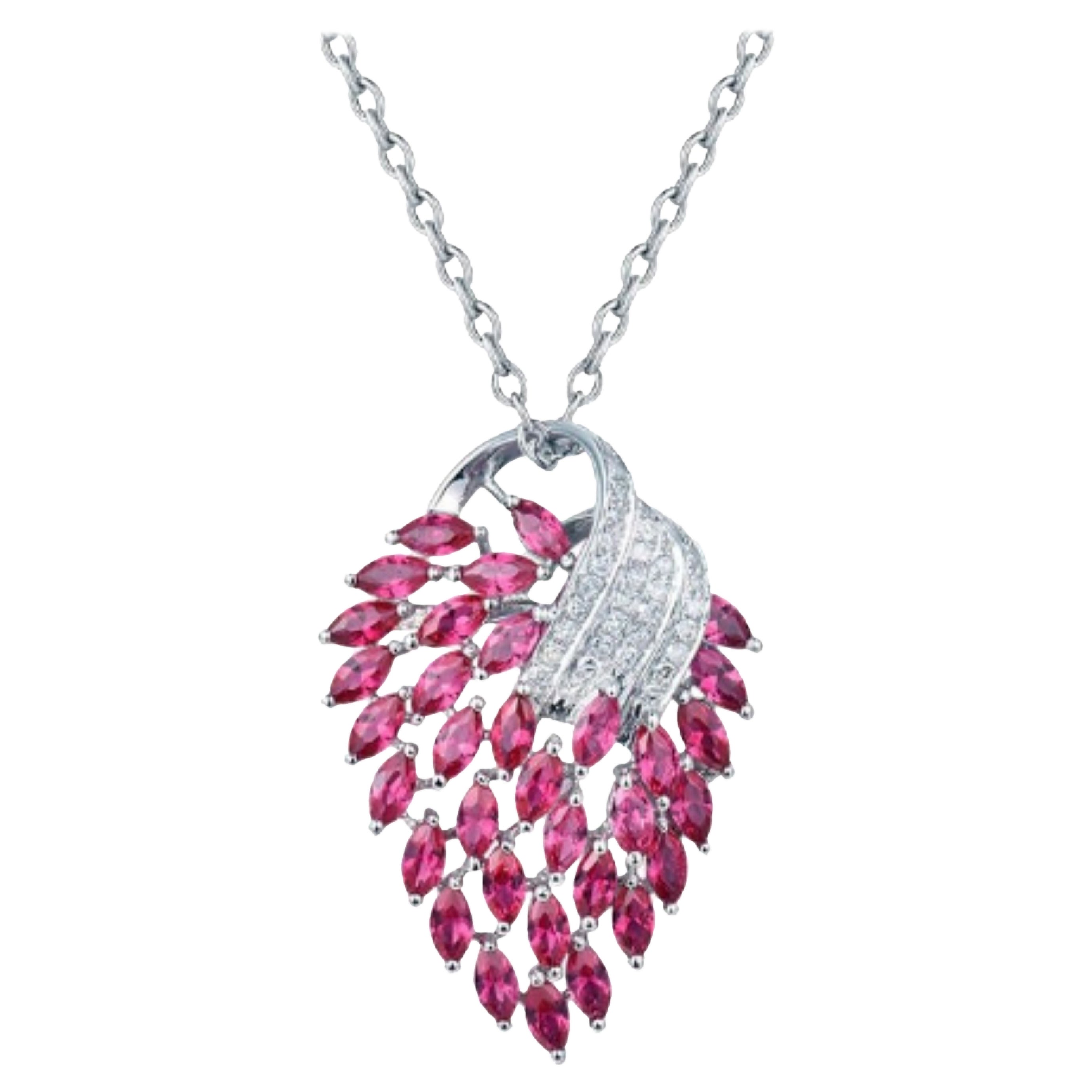 Vintage Style Ruby Diamond Necklace with Optional Earrings 18 Karat Gold For Sale