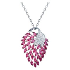 Vintage Style Ruby Diamond Necklace with Optional Earrings 18 Karat Gold