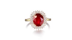 Vintage Style Ruby Diamond Ring 14K Yellow Gold