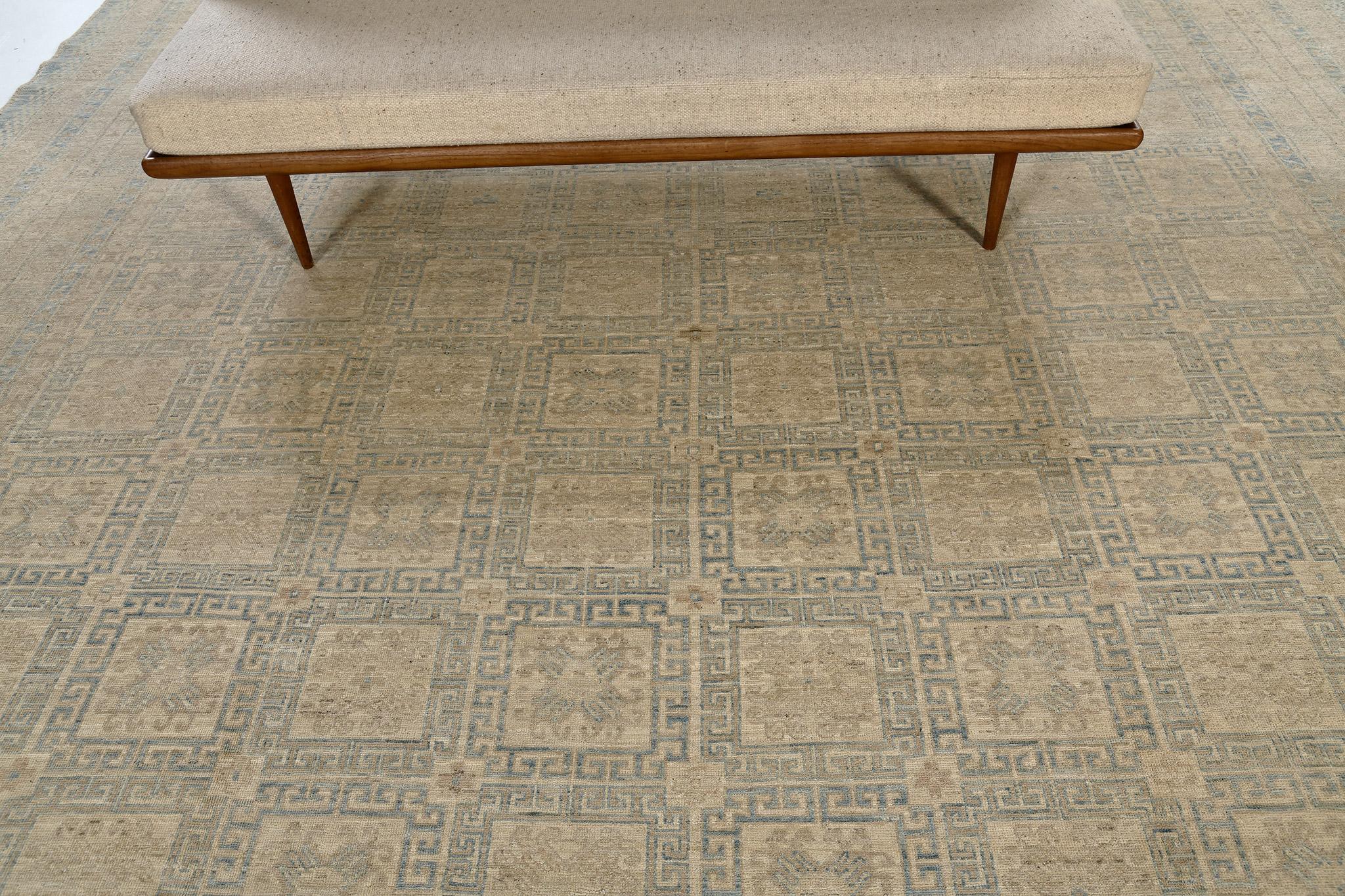 Pakistani Vintage Style Safira Collection Khotan Design Rug For Sale