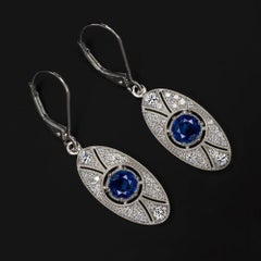 Vintage Style Sapphire and Diamond Earrings